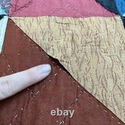 Vintage Handmade Multicolored Retro Cabin Diamond Patch Hand Stitched Quilt