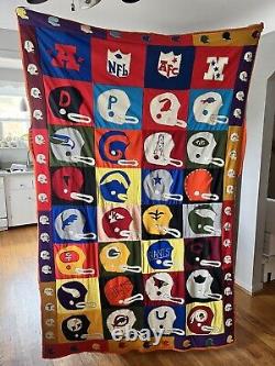 Vintage Handmade NFL Football Quilt 72 X 51 1980's