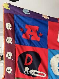 Vintage Handmade NFL Football Quilt 72 X 51 1980's