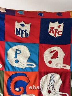 Vintage Handmade NFL Football Quilt 72 X 51 1980's