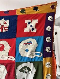 Vintage Handmade NFL Football Quilt 72 X 51 1980's