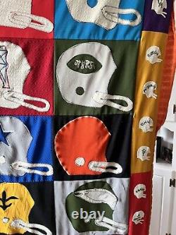 Vintage Handmade NFL Football Quilt 72 X 51 1980's