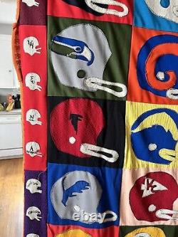 Vintage Handmade NFL Football Quilt 72 X 51 1980's