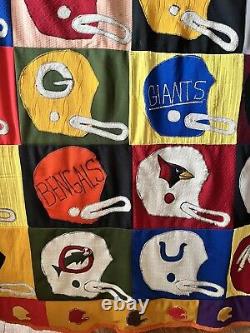 Vintage Handmade NFL Football Quilt 72 X 51 1980's