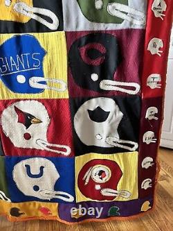 Vintage Handmade NFL Football Quilt 72 X 51 1980's