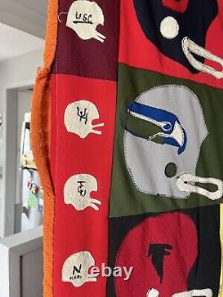 Vintage Handmade NFL Football Quilt 72 X 51 1980's