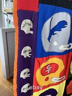 Vintage Handmade NFL Football Quilt 72 X 51 1980's