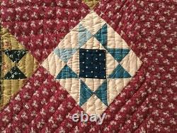 Vintage Handmade Patchwork 8 Point Star Quilt