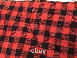 Vintage Handmade Patchwork King Size 86x80 Quilt Reversible Red/Black Gingham