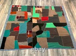 Vintage Handmade Patchwork Quilt 1950's Great Design 82 x 65