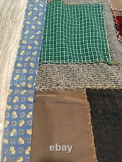 Vintage Handmade Patchwork Quilt 1950's Great Design 82 x 65