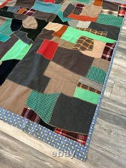 Vintage Handmade Patchwork Quilt 1950's Great Design 82 x 65