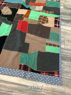 Vintage Handmade Patchwork Quilt 1950's Great Design 82 x 65