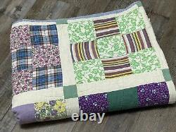 Vintage Handmade Patchwork Quilt 77.5x64.75 Multicolor Beautiful