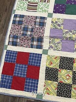 Vintage Handmade Patchwork Quilt 77.5x64.75 Multicolor Beautiful