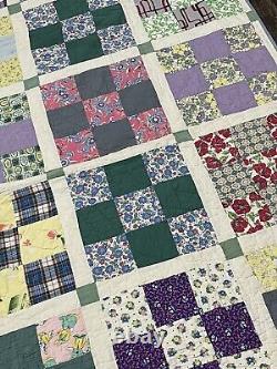 Vintage Handmade Patchwork Quilt 77.5x64.75 Multicolor Beautiful