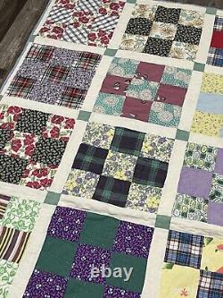 Vintage Handmade Patchwork Quilt 77.5x64.75 Multicolor Beautiful