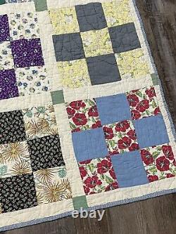 Vintage Handmade Patchwork Quilt 77.5x64.75 Multicolor Beautiful