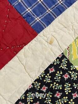 Vintage Handmade Patchwork Quilt 77.5x64.75 Multicolor Beautiful