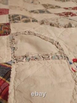 Vintage Handmade Patchwork Quilt 81×70in Pre Owned Check Discription