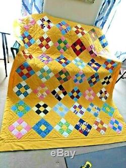 Vintage Handmade Patchwork Quilt Bedspread Blanket 72 x 86 Blocks Floral Estate