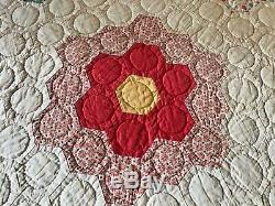 Vintage Handmade Patchwork Quilt Grandmother's Flower Garden