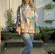 Vintage Handmade Patchwork Quilt Jacket Colourful Pastel L Cotton Hexagons