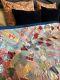 Vintage Handmade Patchwork Quilt Pineapple Hand Stitched Feed Sack