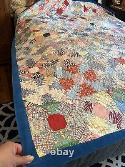 Vintage Handmade Patchwork Quilt Pineapple Hand Stitched Feed Sack