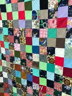 Vintage Handmade Patchwork Quilt Size Full Queen Quilt 86 x 90 Inches