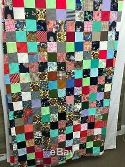 Vintage Handmade Patchwork Quilt Size Full Queen Quilt 86 x 90 Inches