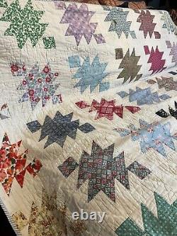Vintage Handmade Patchwork Quilt Stitched Full/queen