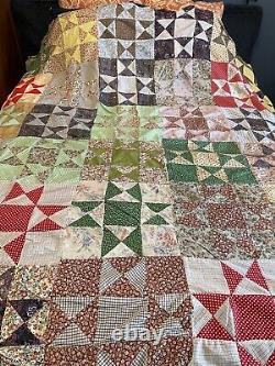 Vintage Handmade Patchwork Quilt Top Ohio Star Unfinished