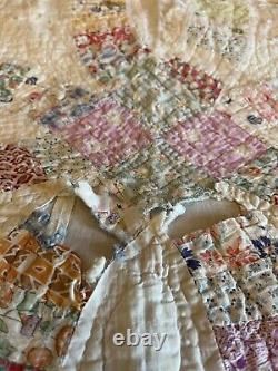 Vintage Handmade Patchwork Quilt Wedding Ring Feed Sack Cutter