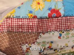 Vintage Handmade Patchwork Quilt, refabricated in 1975 from 1897 Multicolor, King