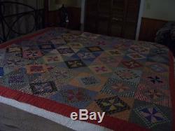 Vintage Handmade Pinwheel Quilt (Great Smokey Mountains of NC) 76 X 76 FULL