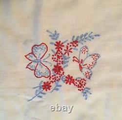 Vintage Handmade Quilt 6-Pointed Star Embroidered 67x78 Excellent Condition