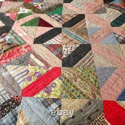 Vintage Handmade Quilt 80×62 Patchwork Colorful Farmhouse Country