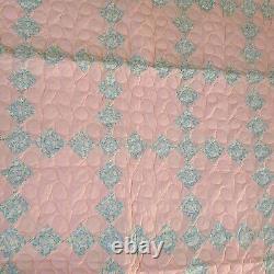 Vintage Handmade Quilt 81 x 92 Machine Quilted 9 Patch Pattern NEVER USED NOS