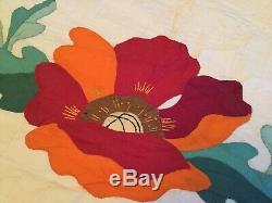 Vintage Handmade Quilt Appliqué Flowers