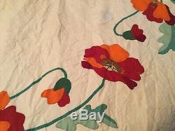 Vintage Handmade Quilt Appliqué Flowers