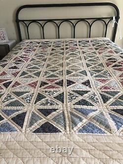 Vintage Handmade Quilt Barn Door Colorful Squares Handquilted 82 x 83 CLEAN
