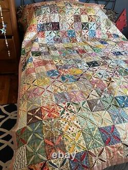 Vintage Handmade Quilt Cathedral Window