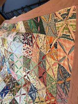 Vintage Handmade Quilt Cathedral Window