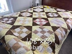 Vintage Handmade Quilt Comforter 1970's 108x86