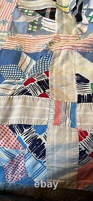 Vintage Handmade Quilt Coverlet Cross And Crown Patchwork