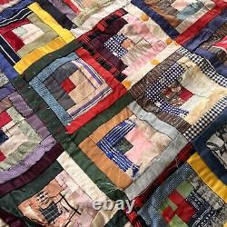 Vintage Handmade Quilt Distressed 1900s 1910s 1920s 1930s 60 X 46 Large