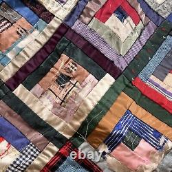 Vintage Handmade Quilt Distressed 1900s 1910s 1920s 1930s 60 X 46 Large