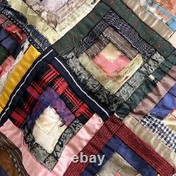 Vintage Handmade Quilt Distressed 1900s 1910s 1920s 1930s 60 X 46 Large