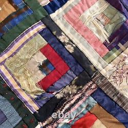 Vintage Handmade Quilt Distressed 1900s 1910s 1920s 1930s 60 X 46 Large